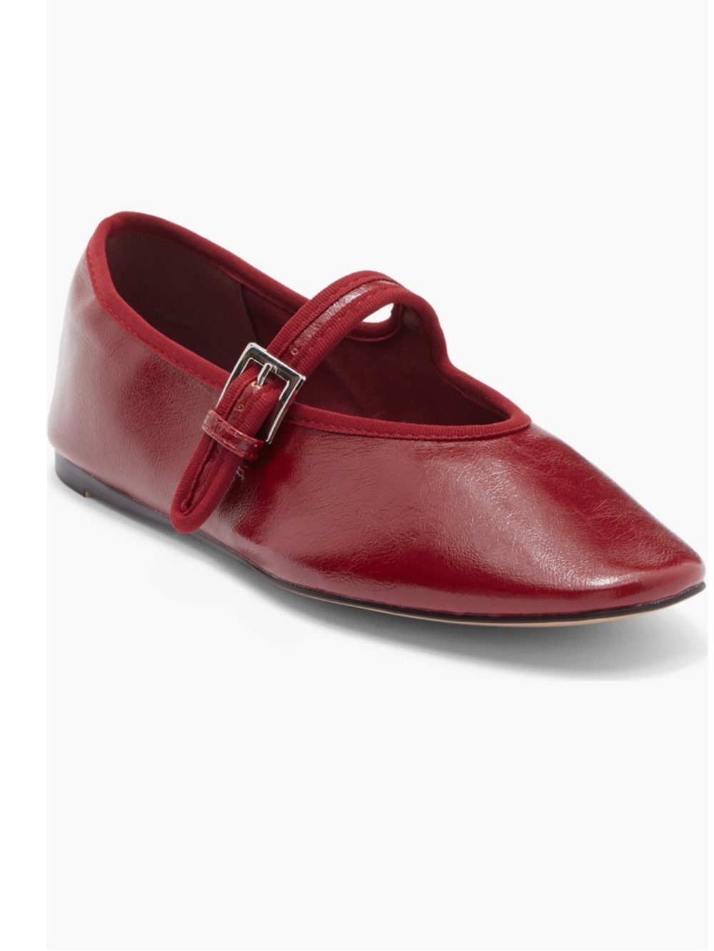 Steve Madden Judee Square Toe Mary Jane Buckle Flat Patent Red 8.5 NWT